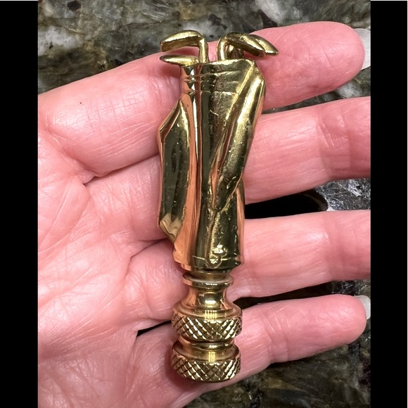 Brass Finial Golf Bag with Clubs - Picture 1 of 7
